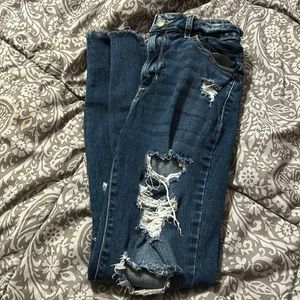 dark blue ripped jeans